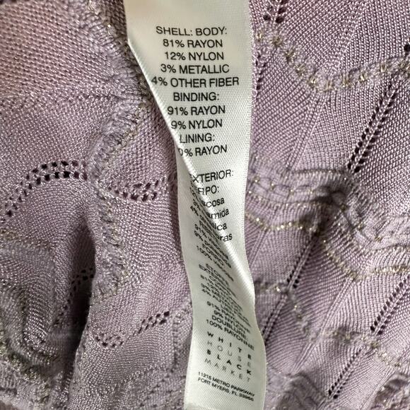 White House Black Market Sweater Women Large Purple Knitted Beaded Cold Shoulder - Picture 10 of 13